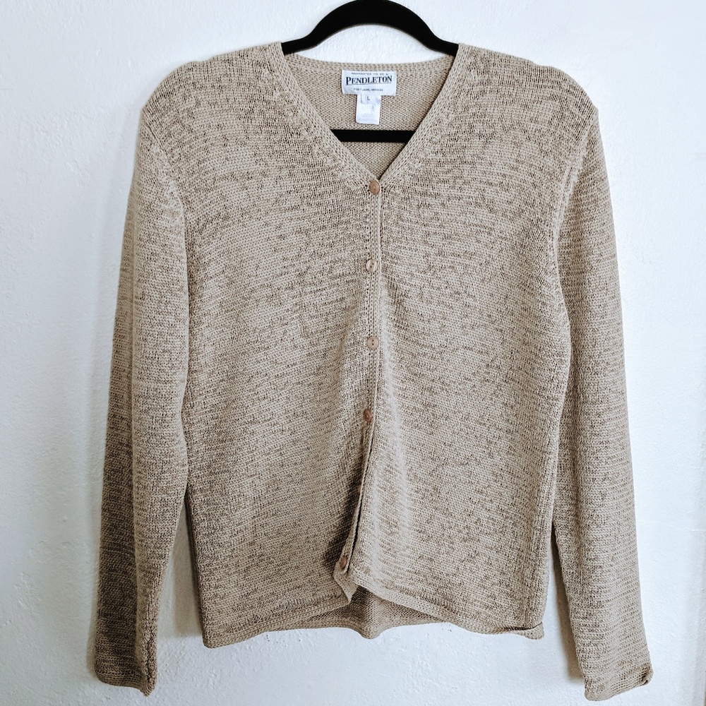 Fall Pendleton Linen Oregon Beige Tan Cardigan